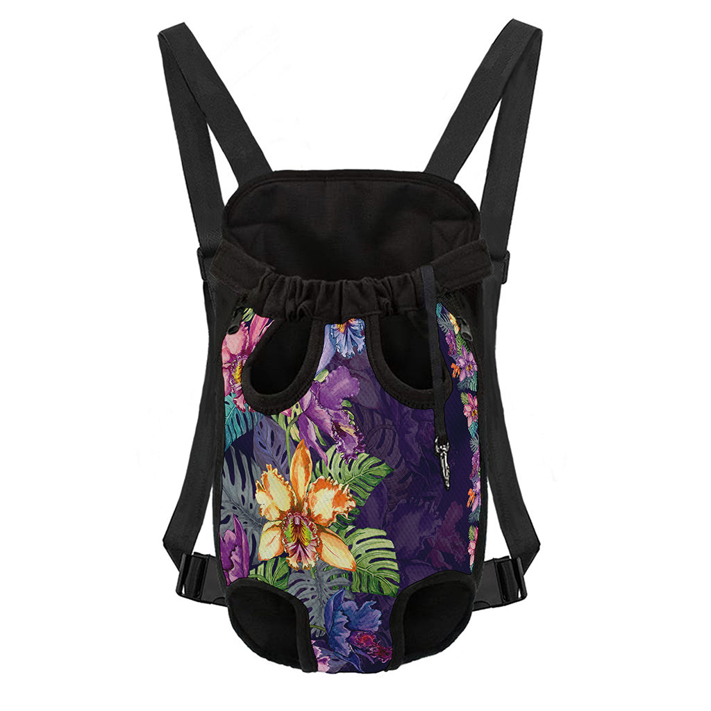 Colorful Watercolor Cattleya Print Pet Carrier Backpack