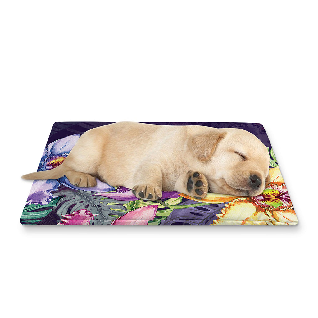 Colorful Watercolor Cattleya Print Pet Cooling Mat Cover