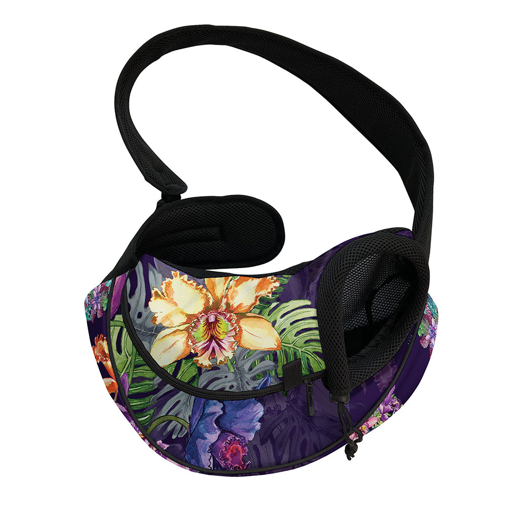 Colorful Watercolor Cattleya Print Pet Sling Carrier