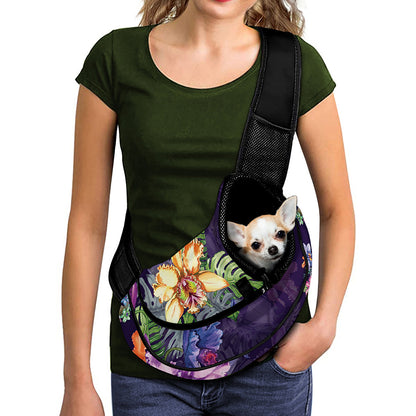 Colorful Watercolor Cattleya Print Pet Sling Carrier