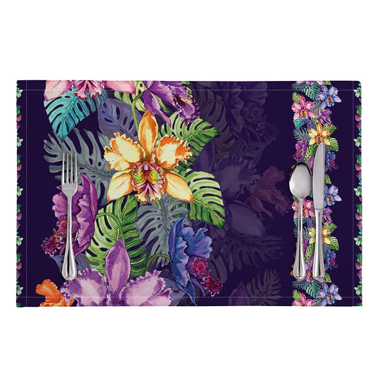 Colorful Watercolor Cattleya Print Placemat