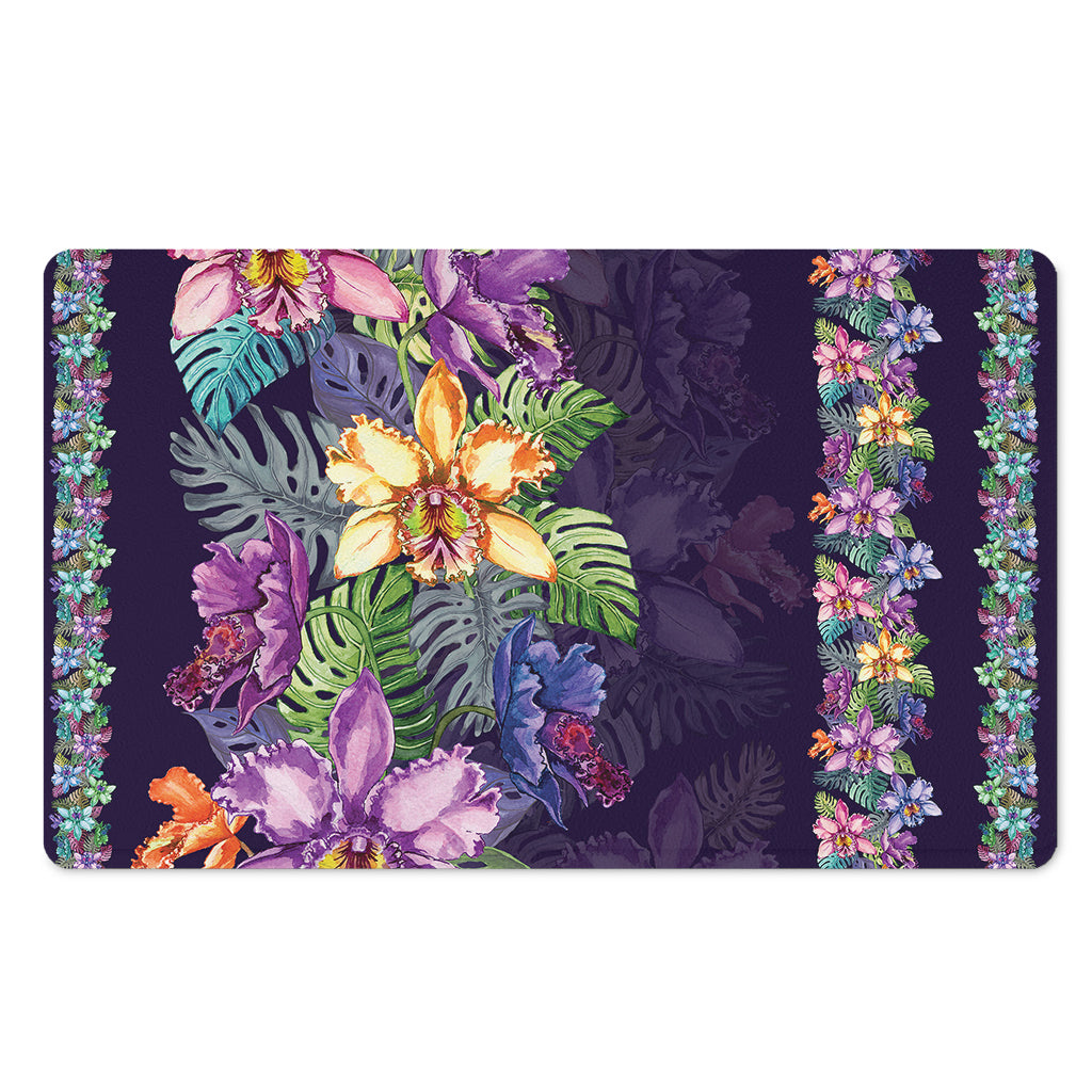 Colorful Watercolor Cattleya Print Polyester Doormat