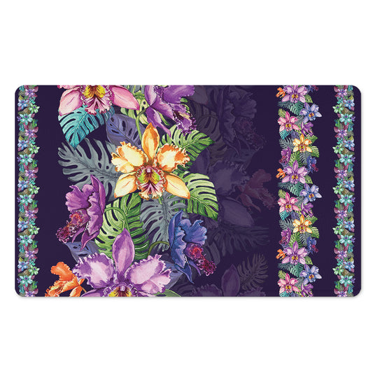 Colorful Watercolor Cattleya Print Polyester Doormat