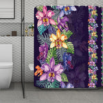 Colorful Watercolor Cattleya Print Polyester Shower Curtain