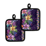 Colorful Watercolor Cattleya Print Pot Holders