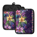 Colorful Watercolor Cattleya Print Pot Holders With Pocket
