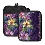 Colorful Watercolor Cattleya Print Pot Holders With Pocket