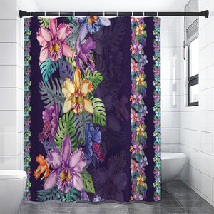 Colorful Watercolor Cattleya Print Premium Shower Curtain