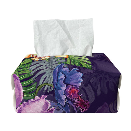 Colorful Watercolor Cattleya Print Rectangle Tissue Box Cover
