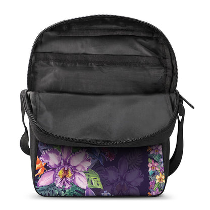 Colorful Watercolor Cattleya Print Rectangular Crossbody Bag