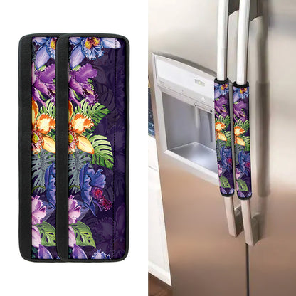 Colorful Watercolor Cattleya Print Refrigerator Handle Covers