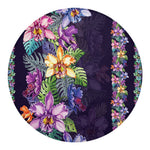 Colorful Watercolor Cattleya Print Round Blanket