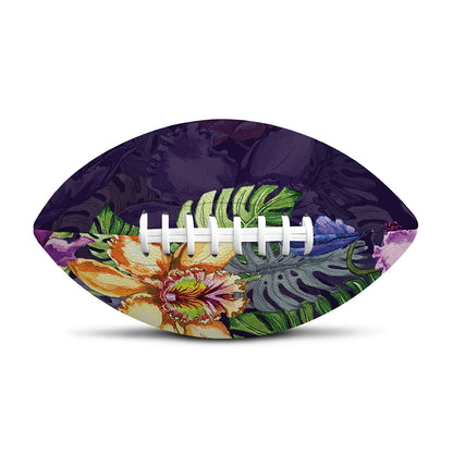 Colorful Watercolor Cattleya Print Rugby Ball