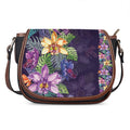 Colorful Watercolor Cattleya Print Saddle Bag
