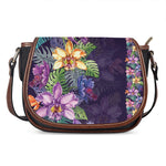 Colorful Watercolor Cattleya Print Saddle Bag