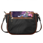 Colorful Watercolor Cattleya Print Saddle Bag