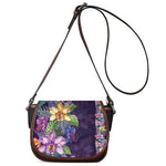 Colorful Watercolor Cattleya Print Saddle Bag