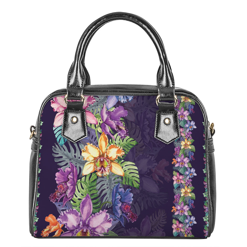 Colorful Watercolor Cattleya Print Shoulder Handbag