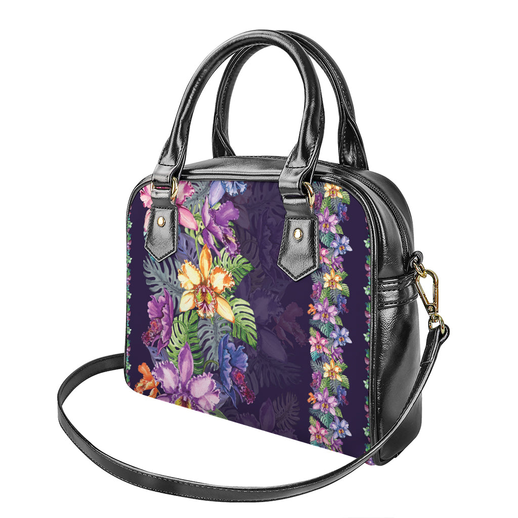 Colorful Watercolor Cattleya Print Shoulder Handbag