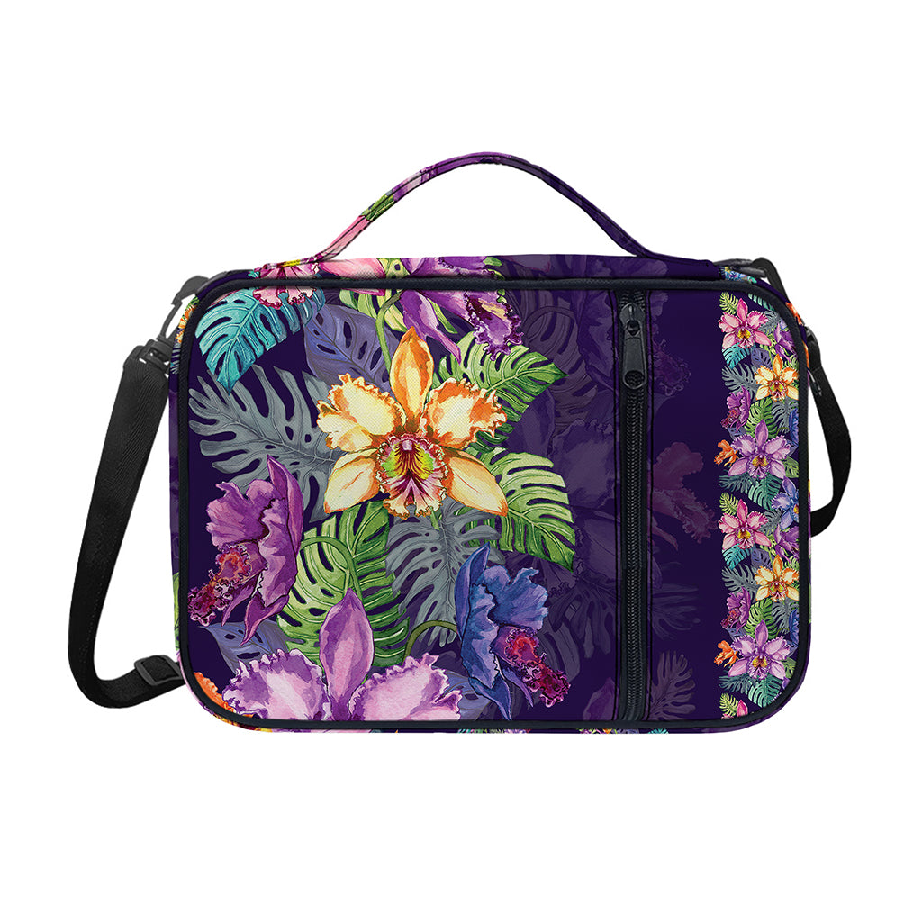 Colorful Watercolor Cattleya Print Shoulder Strap Bible Bag