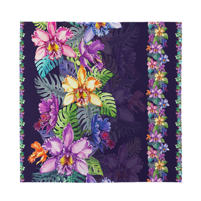 Colorful Watercolor Cattleya Print Silk Bandana