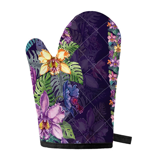 Colorful Watercolor Cattleya Print Single Oven Mitt