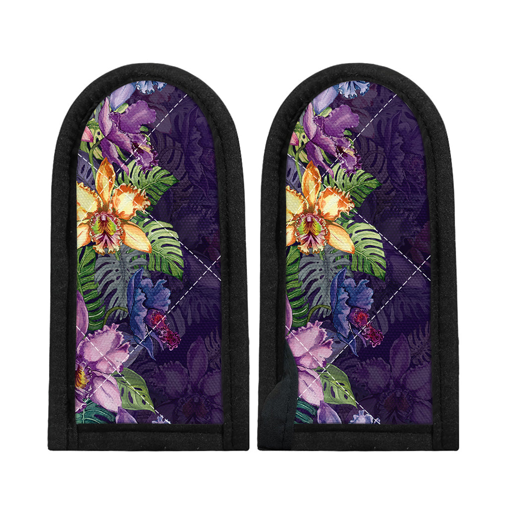 Colorful Watercolor Cattleya Print Skillet Handle Cover