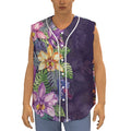 Colorful Watercolor Cattleya Print Sleeveless Baseball Jersey