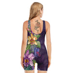 Colorful Watercolor Cattleya Print Sleeveless One Piece Swimsuit
