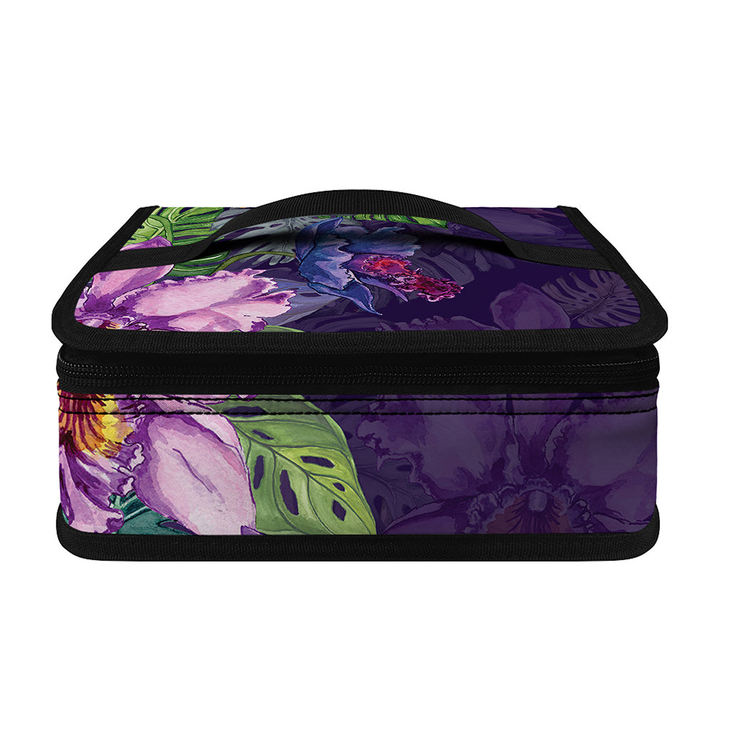 Colorful Watercolor Cattleya Print Small Lunch Bag