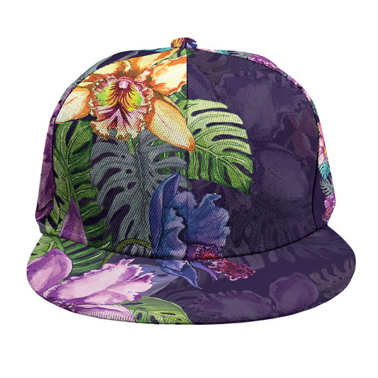 Colorful Watercolor Cattleya Print Snapback Cap