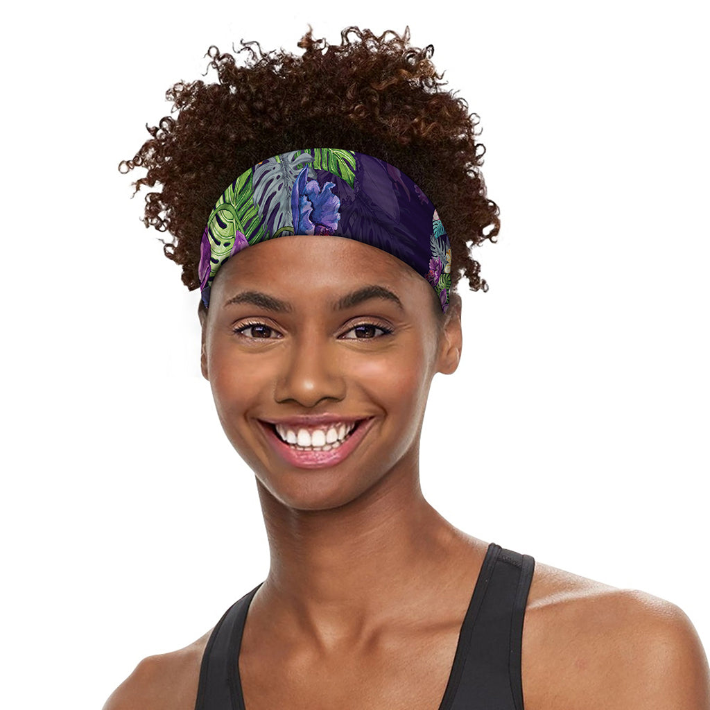 Colorful Watercolor Cattleya Print Sports Headband
