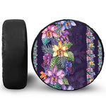 Colorful Watercolor Cattleya Print Tire Cover
