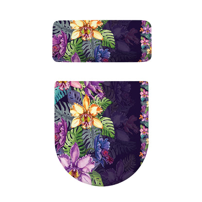 Colorful Watercolor Cattleya Print Toilet Lid And Tank Cover Set