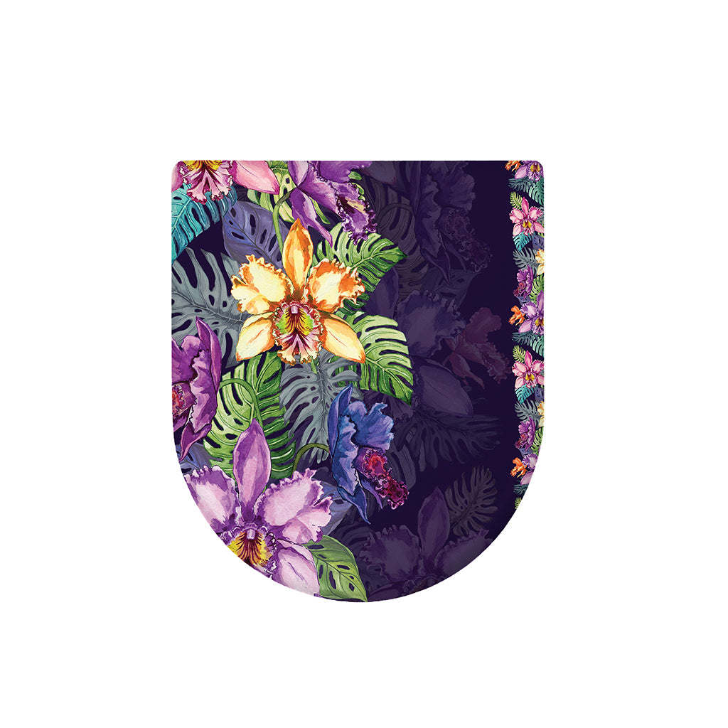 Colorful Watercolor Cattleya Print Toilet Lid Cover