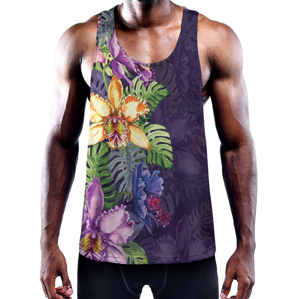 Colorful Watercolor Cattleya Print Training Tank Top