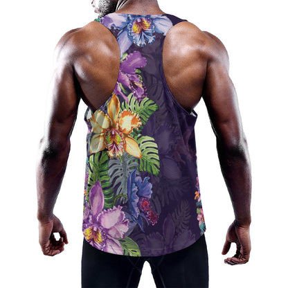Colorful Watercolor Cattleya Print Training Tank Top