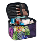 Colorful Watercolor Cattleya Print Travel Makeup Bag