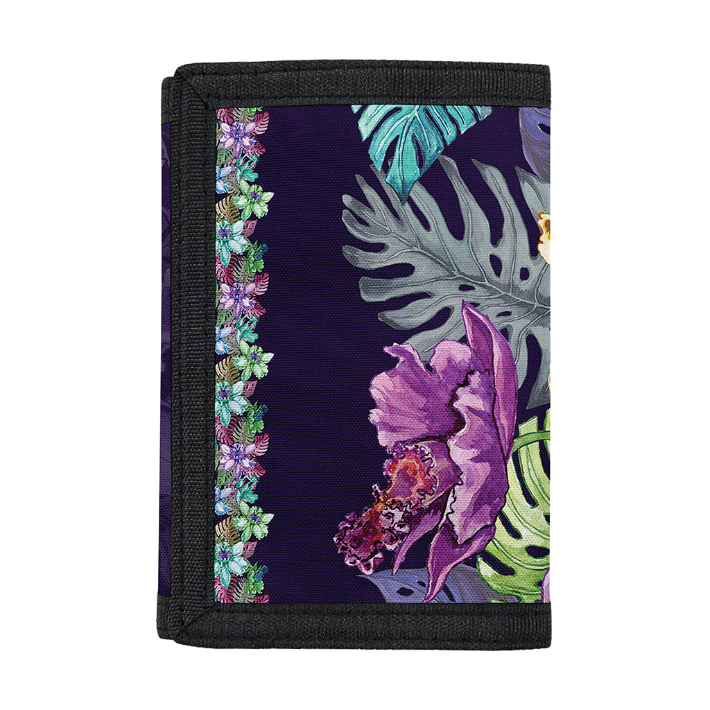 Colorful Watercolor Cattleya Print Trifold Wallet