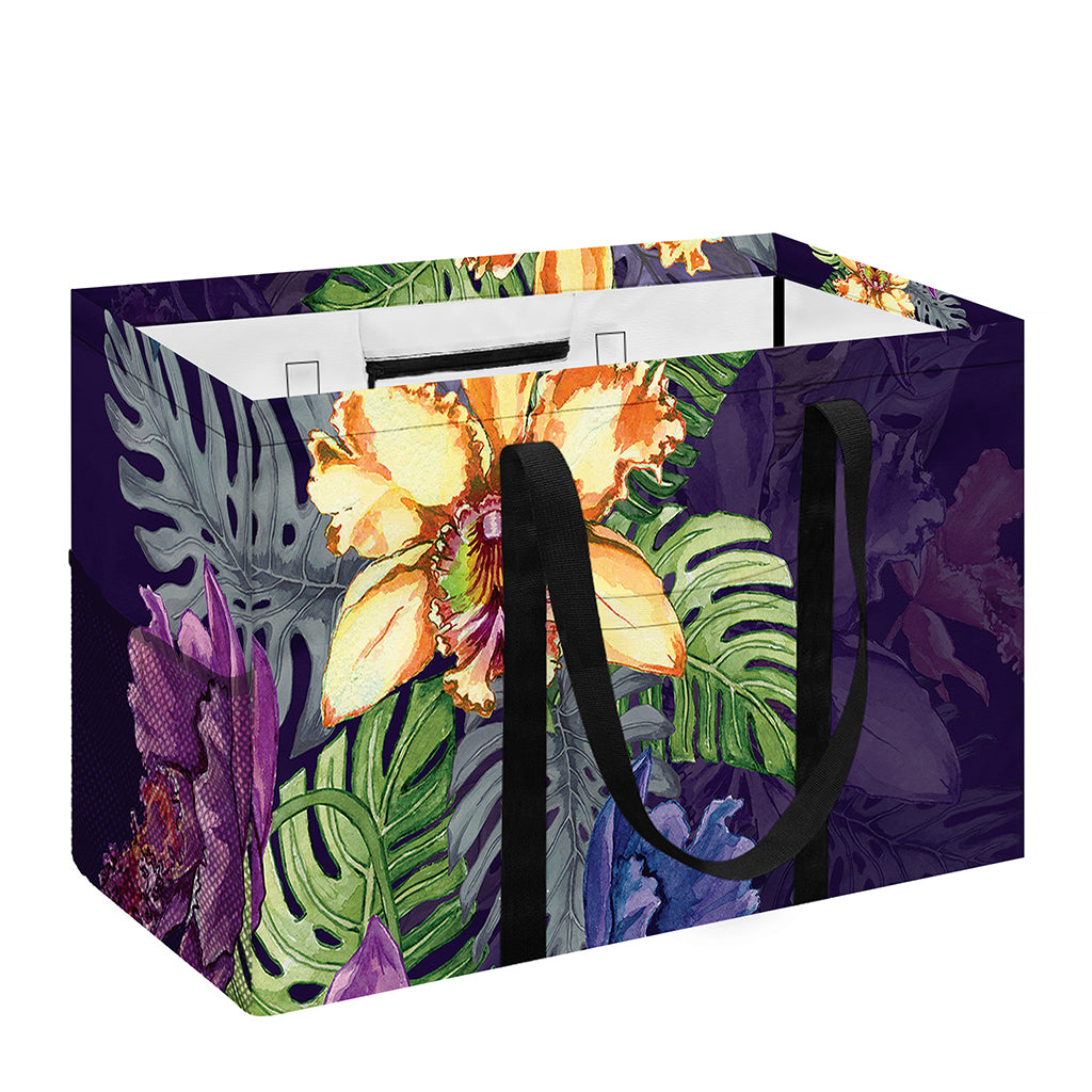 Colorful Watercolor Cattleya Print Utility Tote Bag