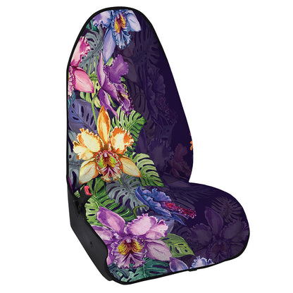 Colorful Watercolor Cattleya Print Waterproof Car Seat Cover