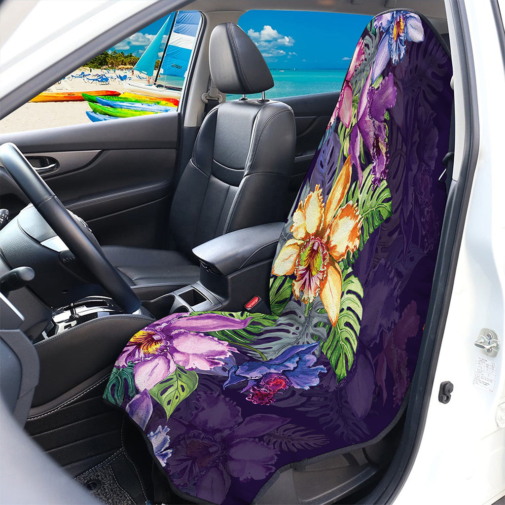 Colorful Watercolor Cattleya Print Waterproof Car Seat Cover