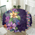 Colorful Watercolor Cattleya Print Waterproof Round Tablecloth