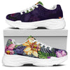 Colorful Watercolor Cattleya Print White Chunky Shoes