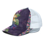 Colorful Watercolor Cattleya Print White Mesh Trucker Cap