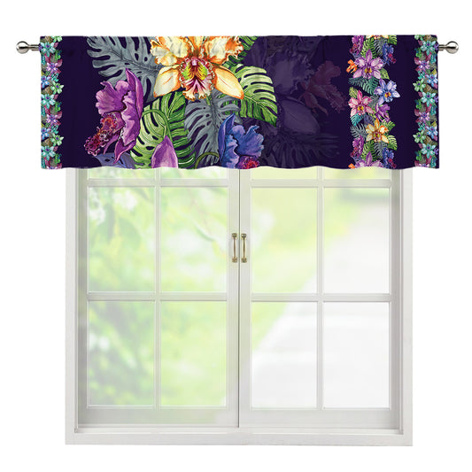 Colorful Watercolor Cattleya Print Window Valance