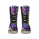Colorful Watercolor Cattleya Print Winter Boots