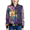 Colorful Watercolor Cattleya Print Women's Bomber Jacket