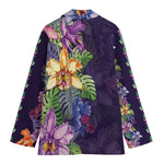 Colorful Watercolor Cattleya Print Women's Cotton Blazer