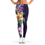Colorful Watercolor Cattleya Print Women's Leggings